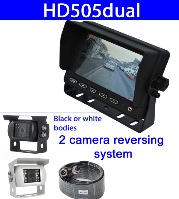 Heavy duty 5 inch CCD reversing camera system with 2 cameras